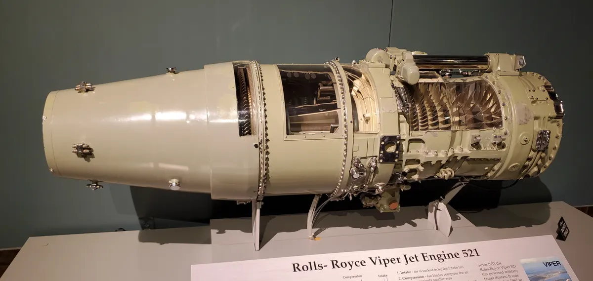 Bristol Siddeley Viper non-afterburning turbojet engine on display