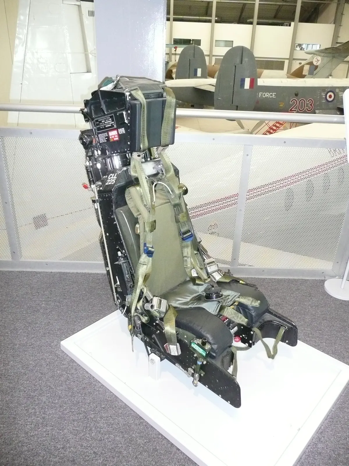 Martin-Baker aircraft ejection seat on museum display