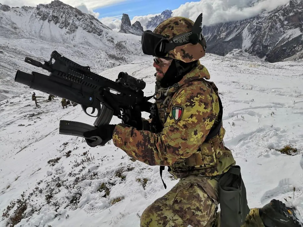 Italian Army soldier training with rifle