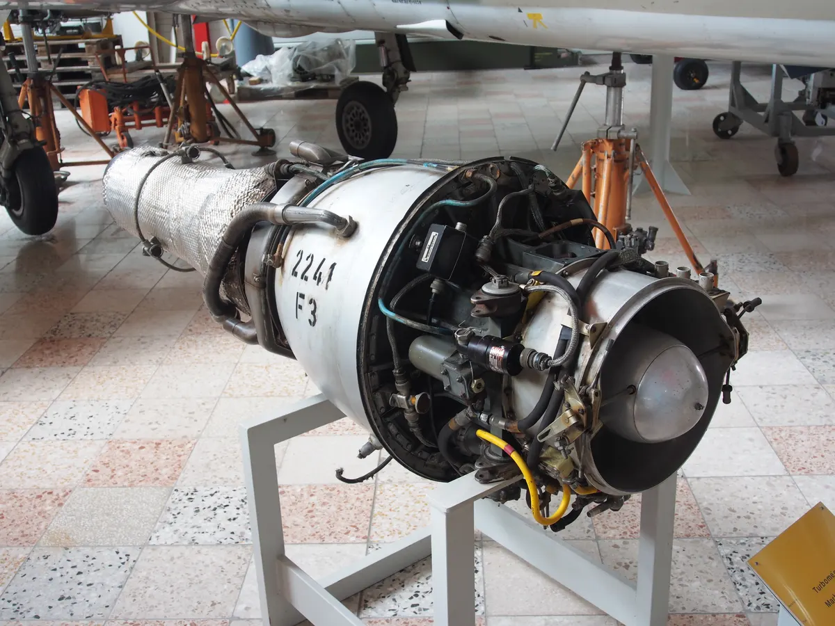 Turbomeca Marbore turbojet engine on display