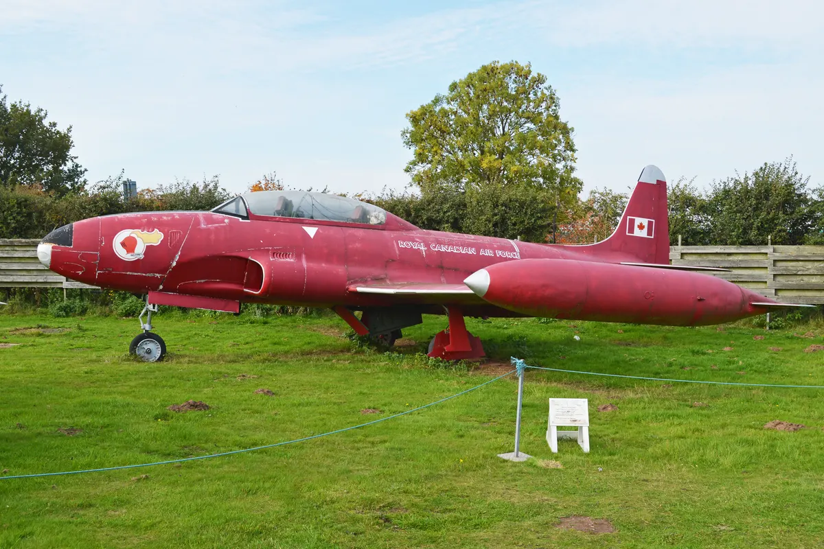Red-painted RCAF Silver Star solo aerobatic aircraft