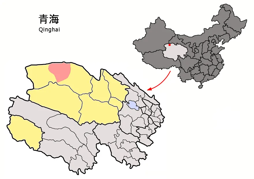 Tibet Platosu üzerinde yer alan Çin'in batısındaki Qinghai eyaletinin haritası
