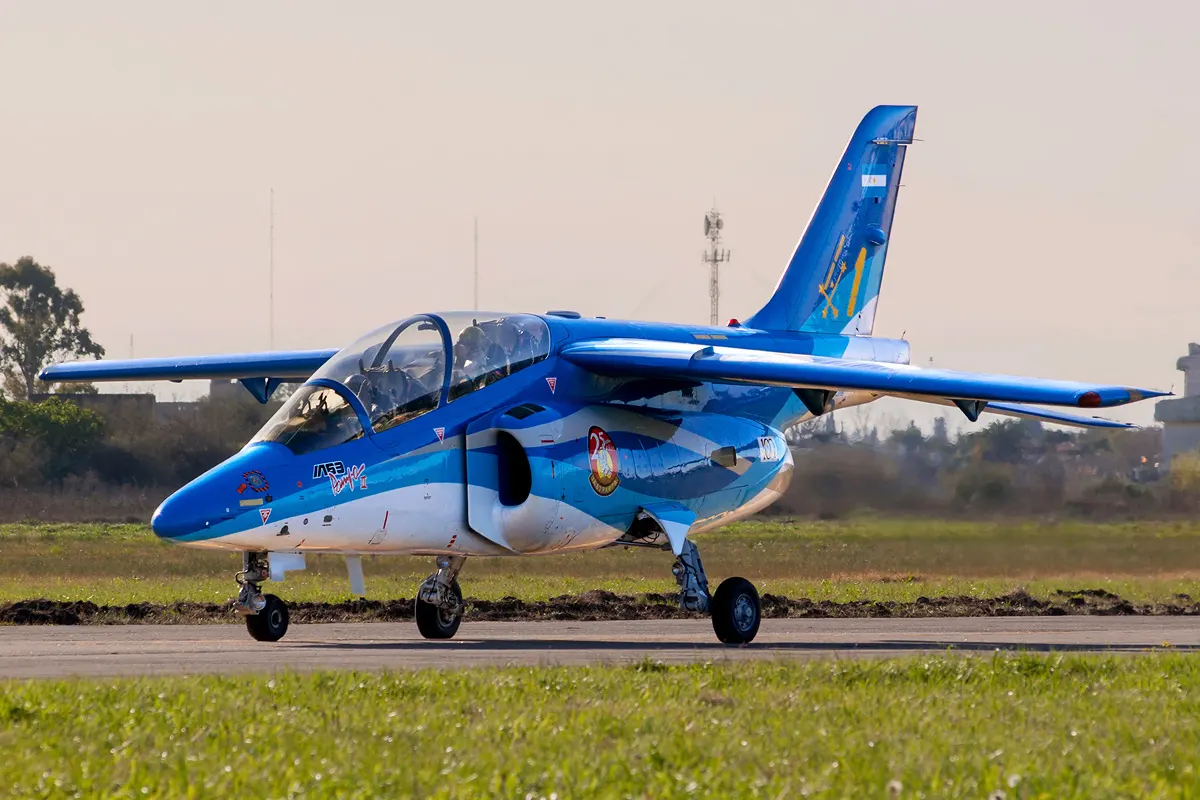 FMA IA-63 Pampa jet trainer of the Argentine Air Force in flight