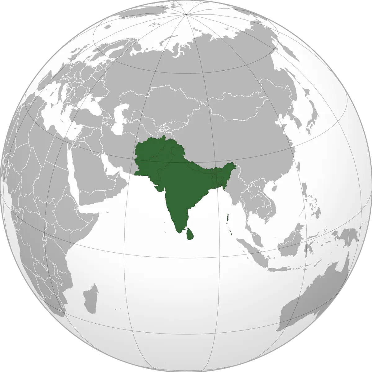 Political map of India and Pakistan with the Kashmir border region