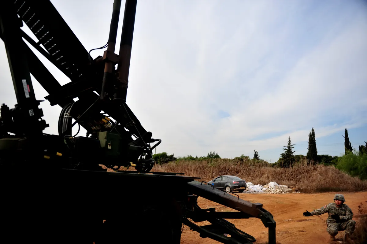 Patriot missile defense system battery and radar