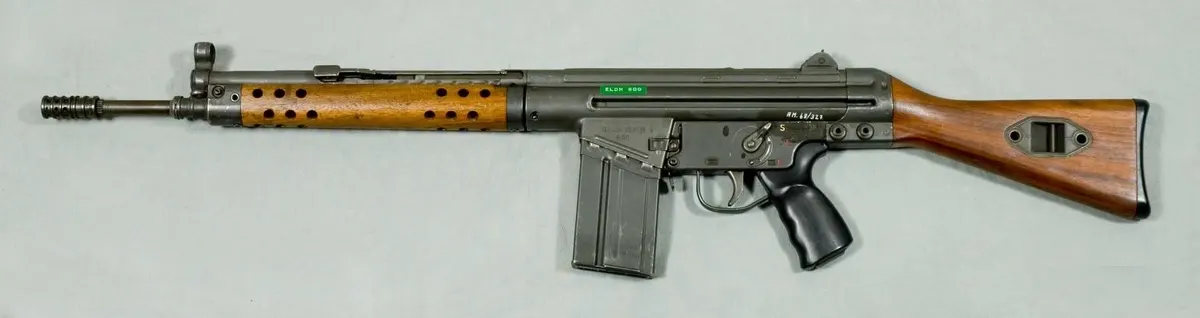 Heckler and Koch G3 battle rifle photographed from the right side