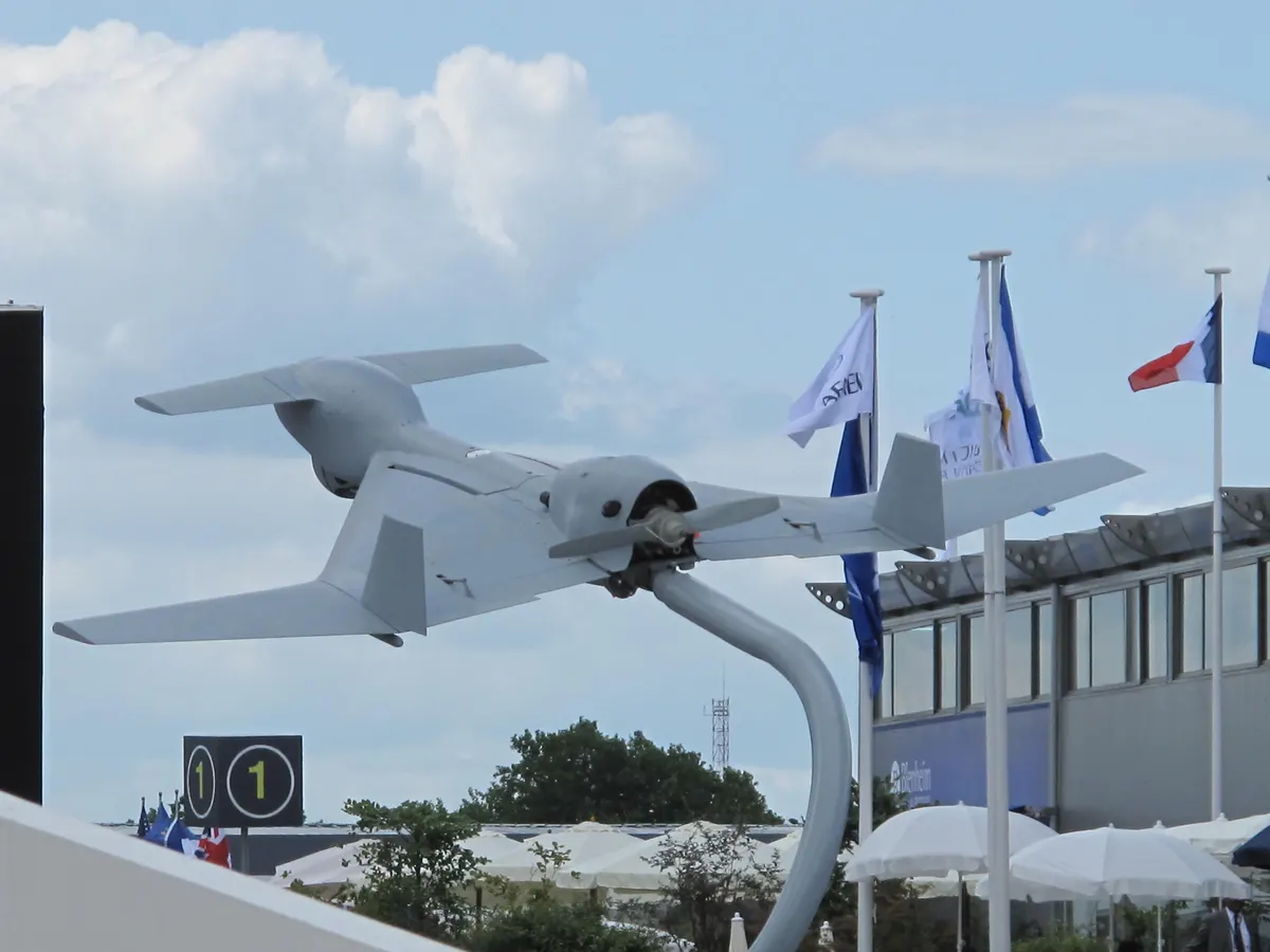IAI Harop loitering munition mounted in a canister launcher