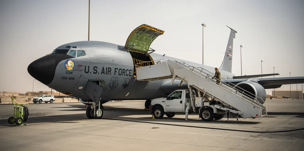 Aerial view of Al Udeid Air Base facilities in Qatar