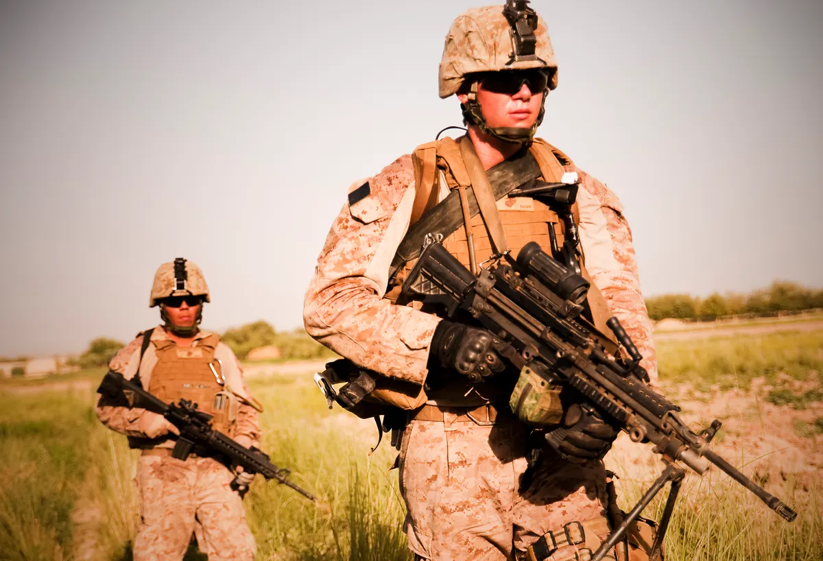Marine infantry squad on patrol