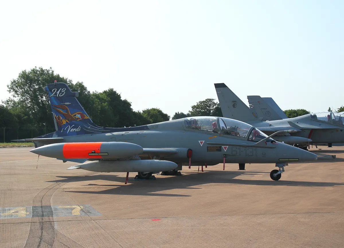 An Italian Air Force MB-339, the aircraft used to bridge basic and fast-jet training since 1979.
