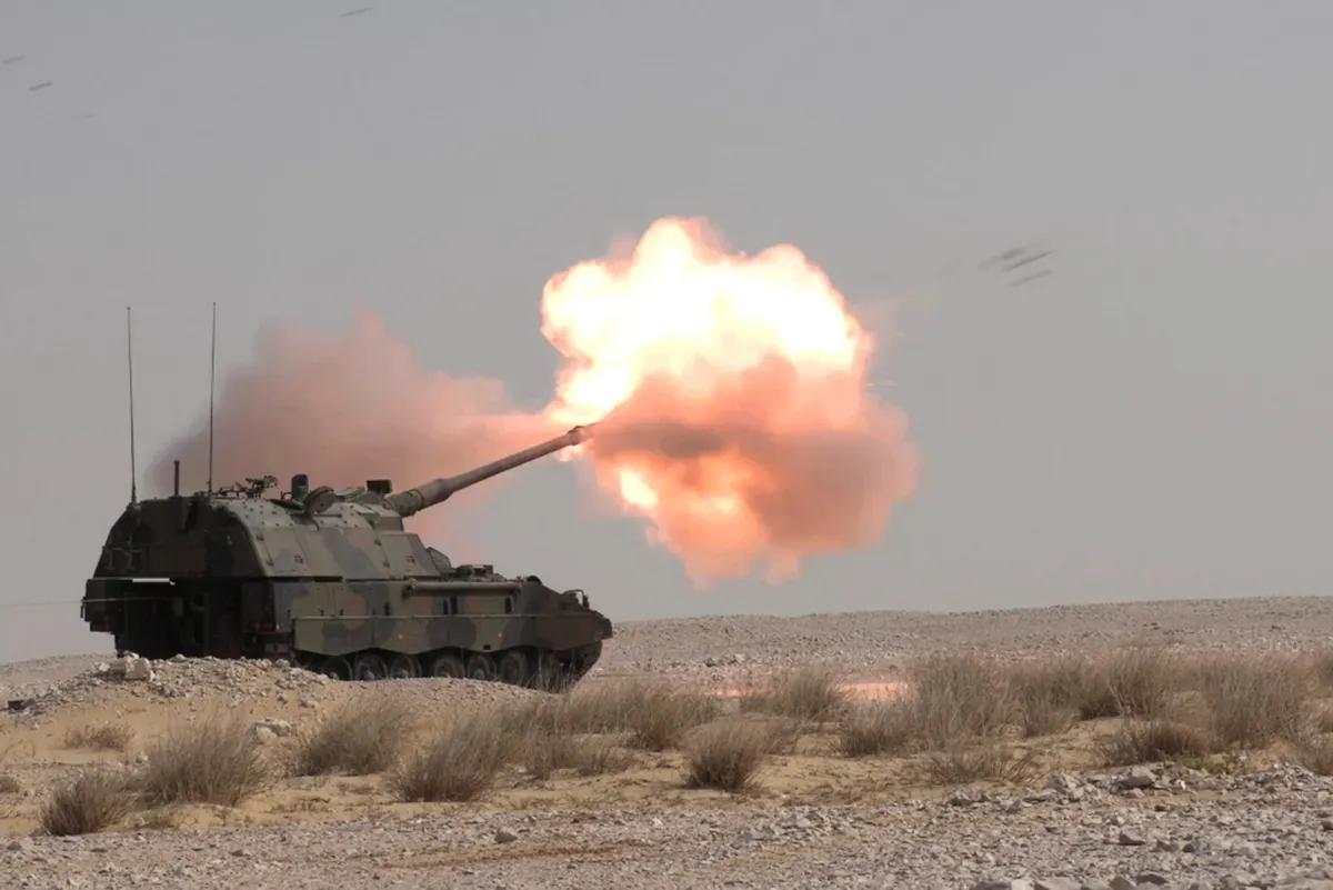 Italian Army artillery piece firing