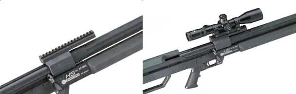 Close-up view of a Picatinny rail showing its slotted crossbar pattern