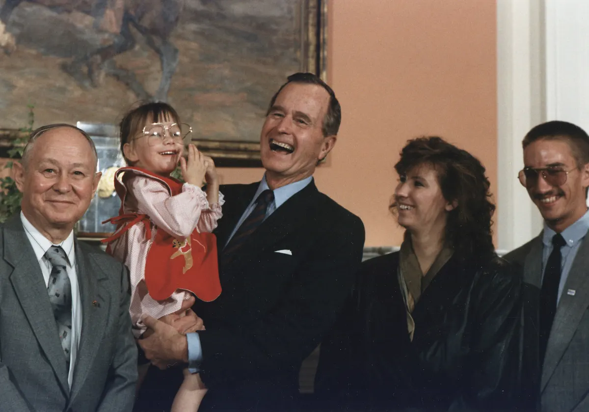President George H.W. Bush at a 1989 press event