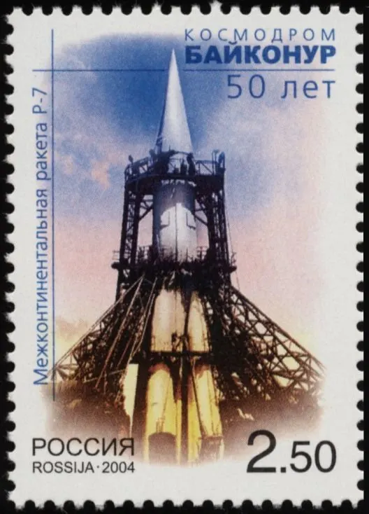 R-7 Semyorka rocket on its launch pad