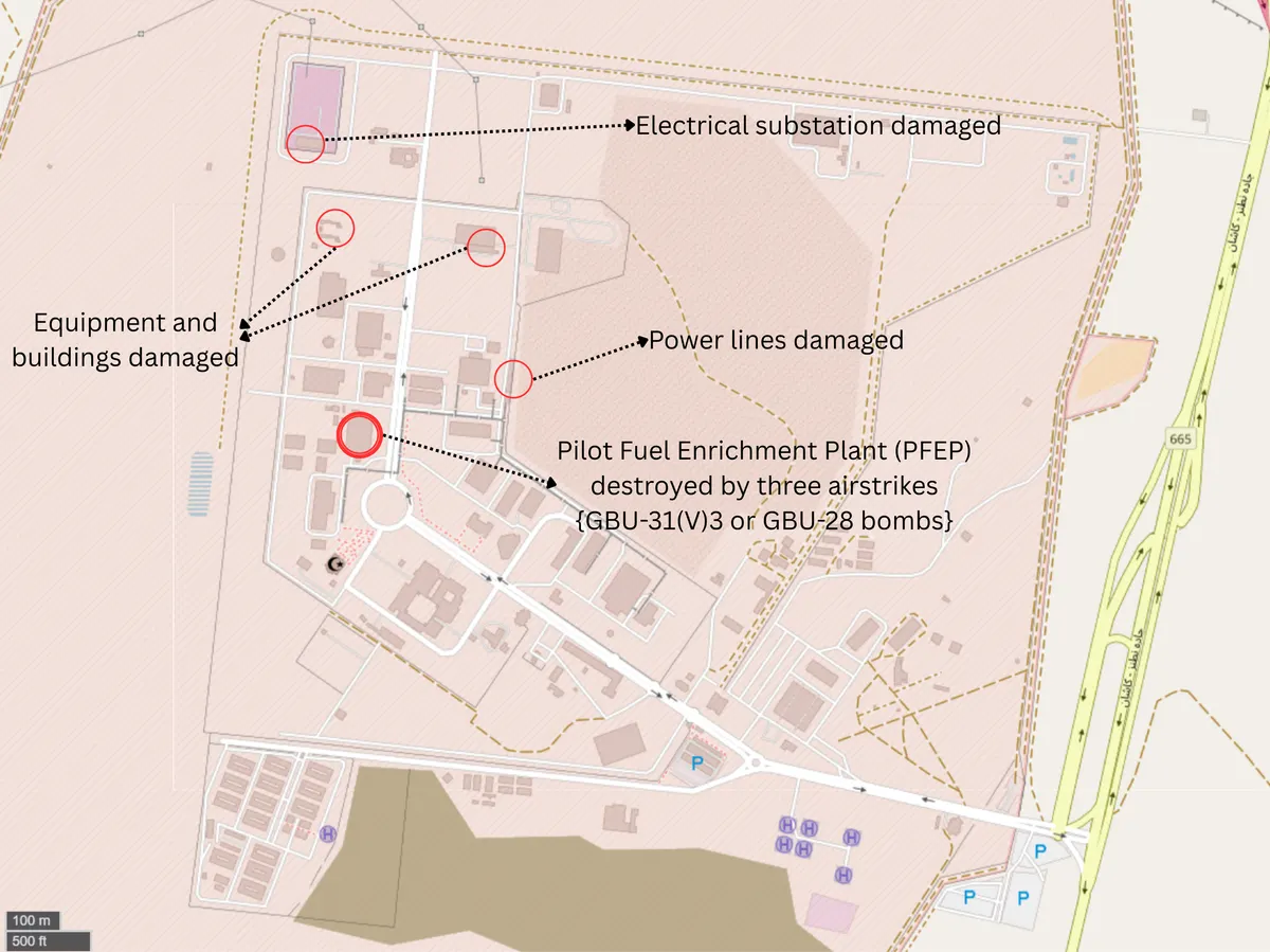 Damage from Israeli strikes on an Iranian facility