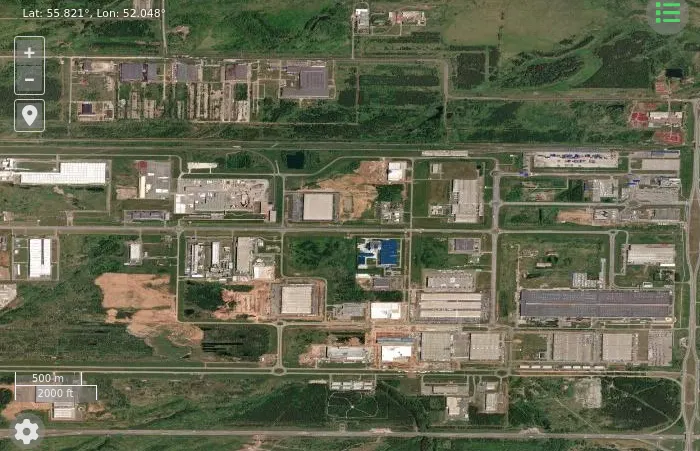 Satellite or aerial view of the Alabuga industrial site in Russia