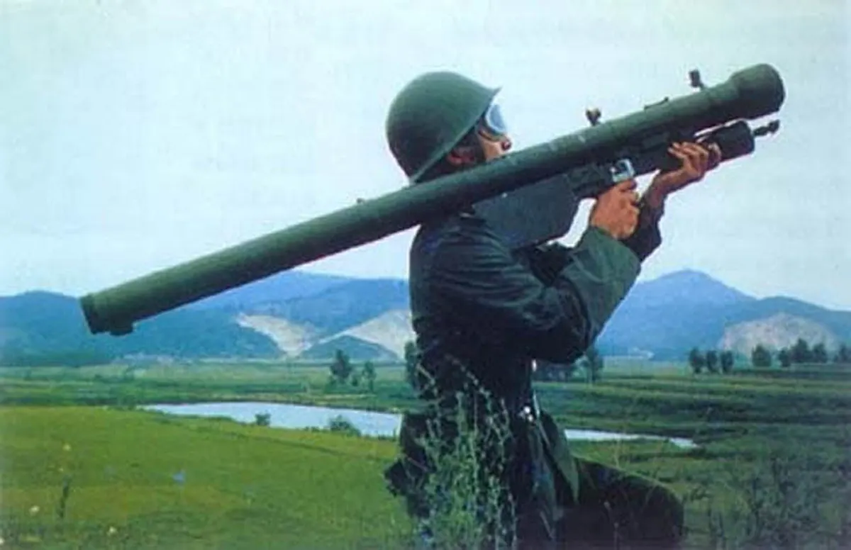 Soldier with Strela-2 shoulder-launched surface-to-air missile