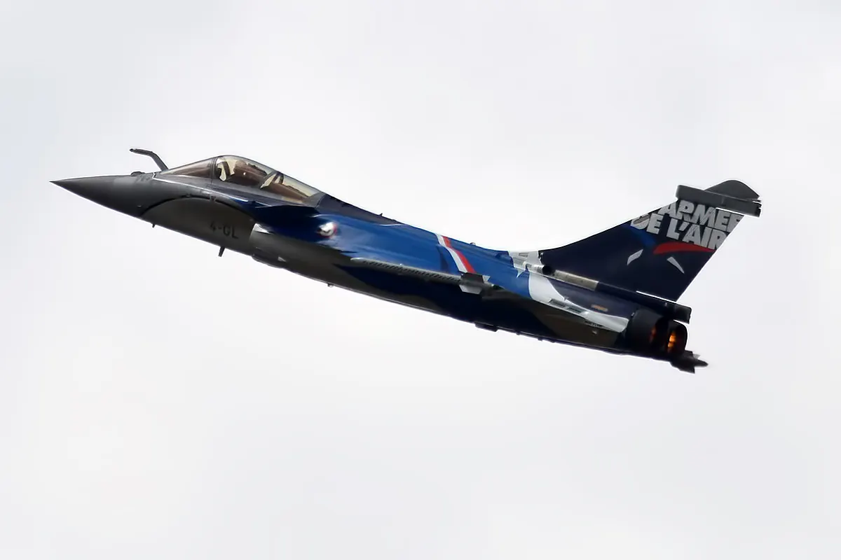 French Air Force Dassault Rafale fighter in flight