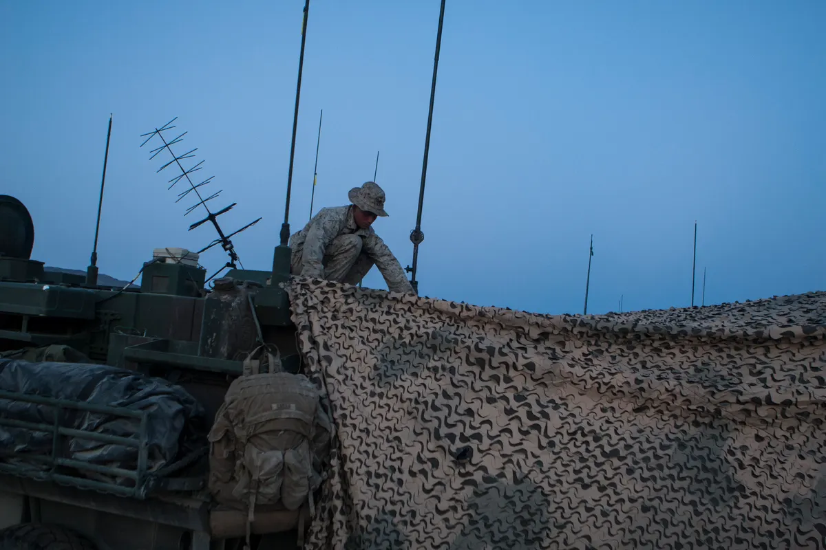 US Marine Corps light armored vehicle in the field