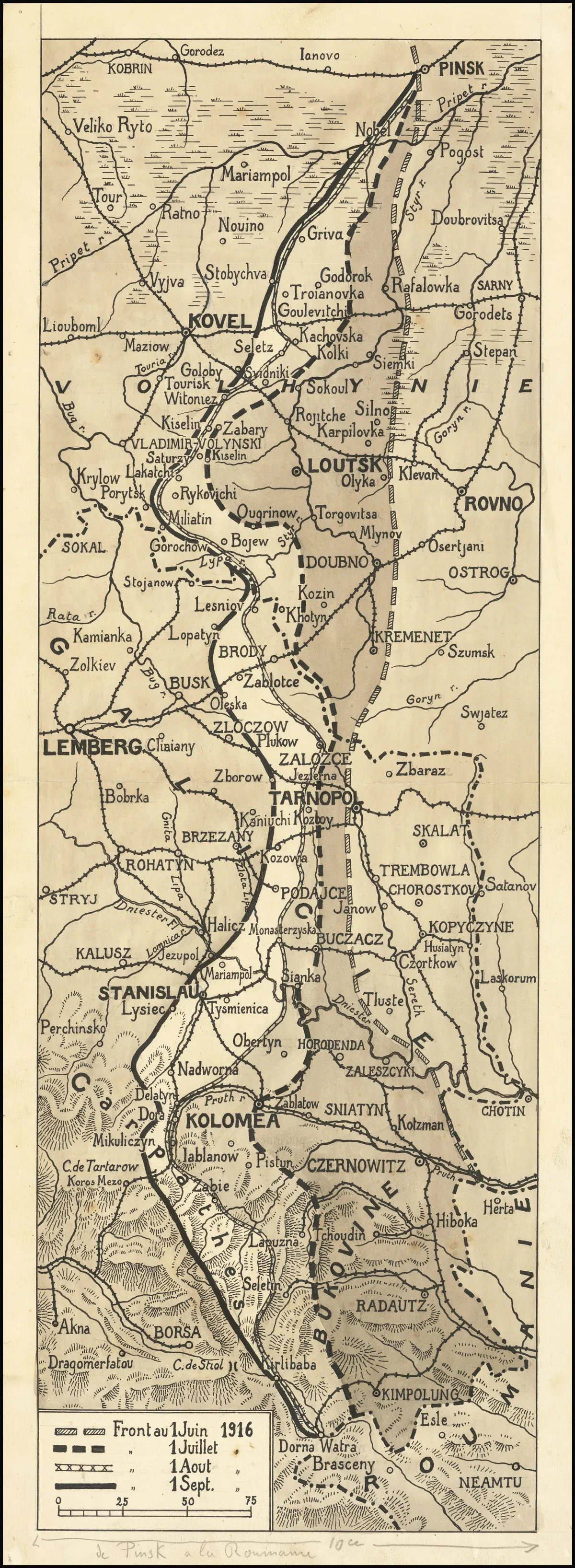 1916 yılı Doğu Cephesi haritası