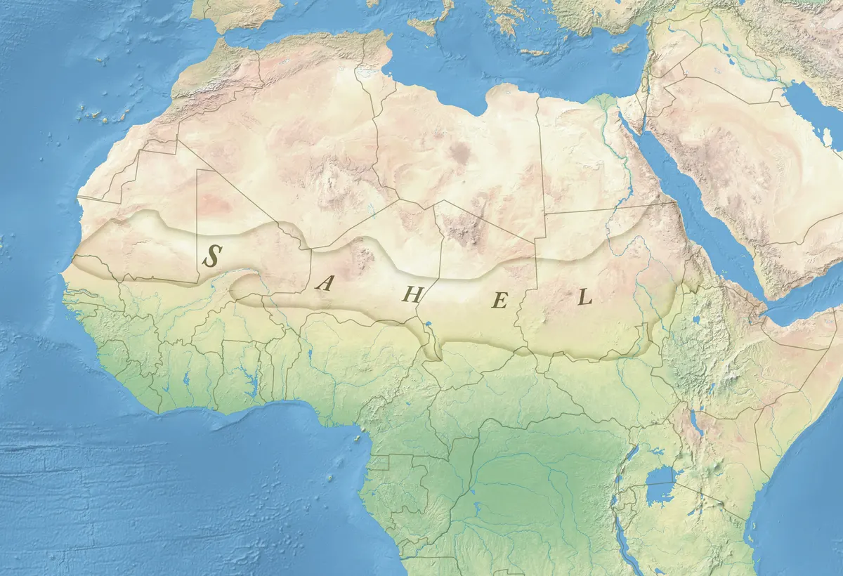 Map of the Sahel conflict region in West Africa