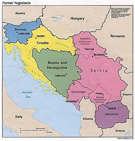 Map of the former Yugoslavia's successor states