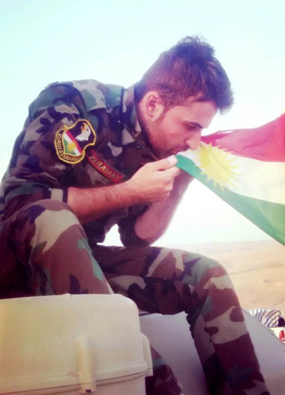 Kurdish Peshmerga Zeravani soldiers in formation